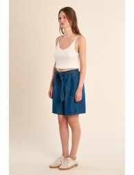 Short en coton, effet denim