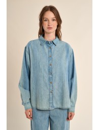 Denim shirt with bead detailing.