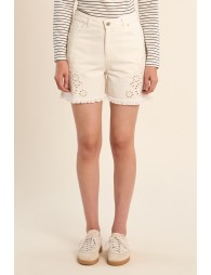 Short de mujer vaquero, motivo flores.