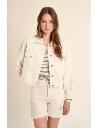 Denim jacket, broderie anglaise details