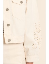 Denim jacket, broderie anglaise details