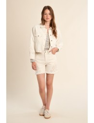 Denim jacket, broderie anglaise details