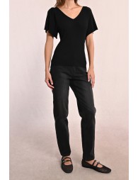 Jersey de mujer de manga corta, detalle lazada.