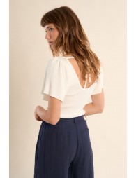 Jersey de mujer de manga corta, detalle lazada.