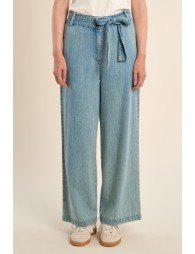 High-waisted cotton trousers