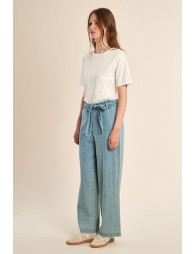 Pantalon taille haute, en coton