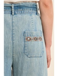 Pantalon taille haute, en coton