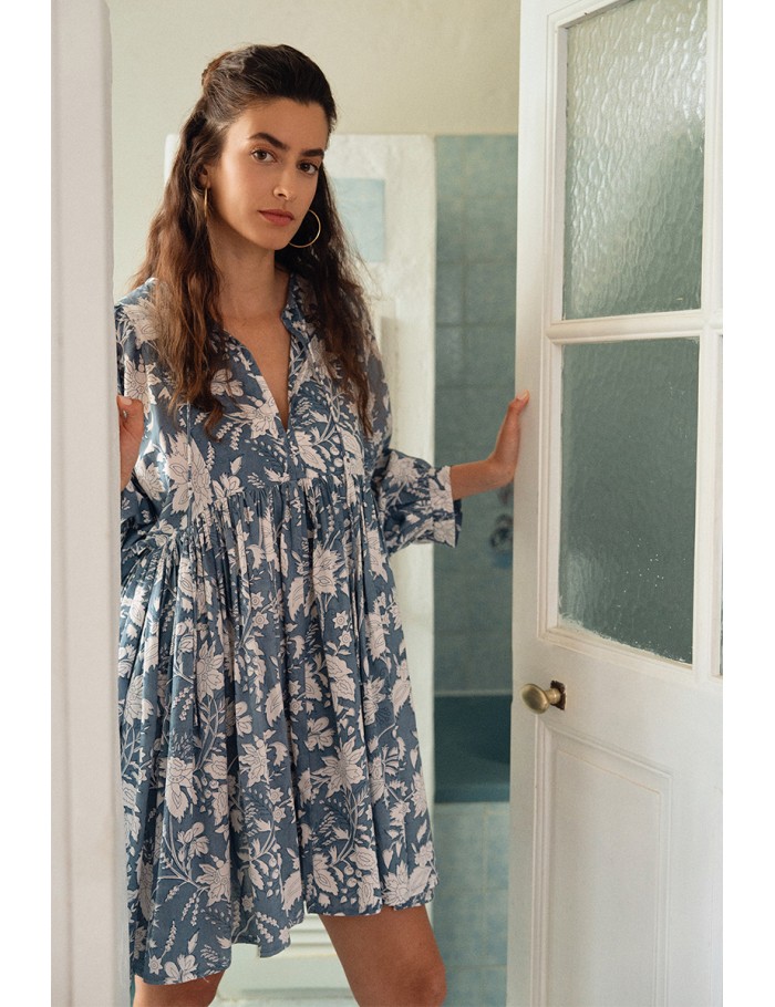 Robe courte imprimée, en coton