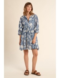 Robe courte imprimée, en coton