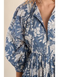 Short printed dress, in cotton