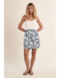Printed mini skirt, in cotton