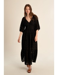 "Long cotton dress, openwork embroidery"