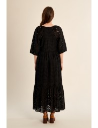 "Long cotton dress, openwork embroidery"