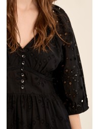 "Long cotton dress, openwork embroidery"