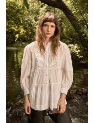 Longue chemise en coton, broderies anglaises
