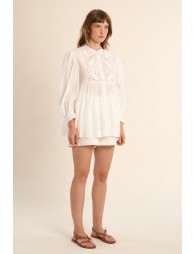 Longue chemise en coton, broderies anglaises