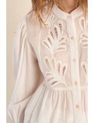 Longue chemise en coton, broderies anglaises
