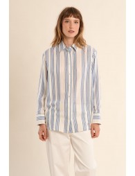 Camisa de mujer de manga larga, estampado rayas.