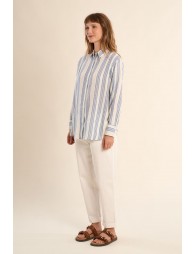 Camisa de mujer de manga larga, estampado rayas.