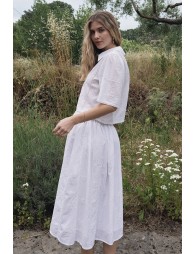 Jupe mi-longue en coton, broderies ajourées