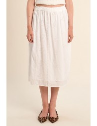 Midi cotton skirt, openwork embroidery