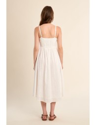 Robe mi-longue en coton, broderies ajourées