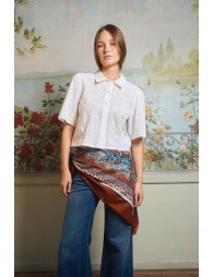 Cotton shirt, openwork embroidery