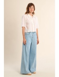 Chemise en coton, broderies ajourées
