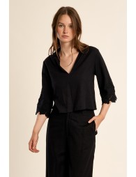 Cropped blouse, cotton