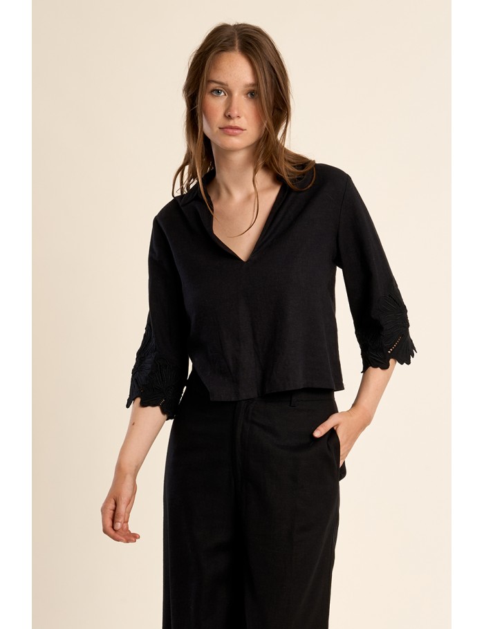 Cropped blouse, cotton