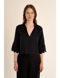 Chemisier crop, en coton