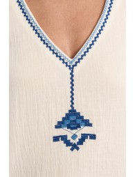 Embroidered tank top, in cotton gauze