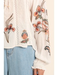 Blusa de mujer de manga larga, estampado flores.