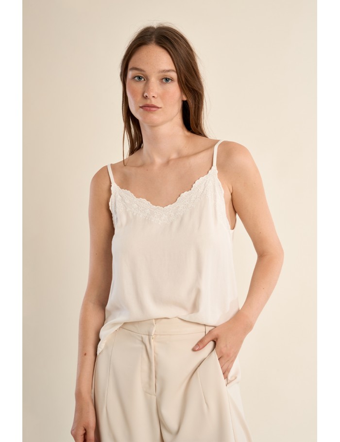 Satin camisole with lace details