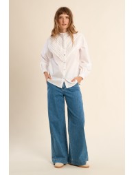 Chemise en coton, à dentelle