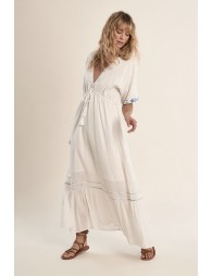 Longue robe en coton, avec broderies