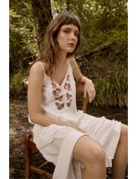 Robe longue en coton, brodée