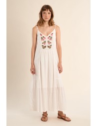 Long cotton dress, embroidered
