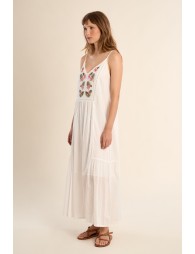 Long cotton dress, embroidered