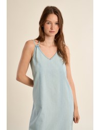 "Long dress, in lyocell"