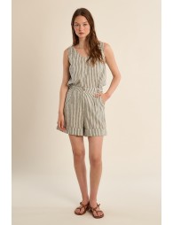 Short en coton, rayé