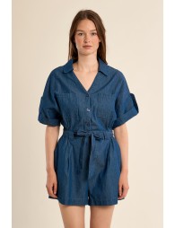 Jumpsuit with shorts that can be tied at the waist