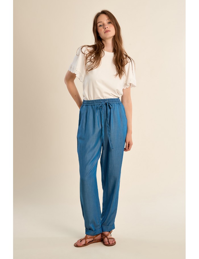 Lyocell trousers, carrot cut