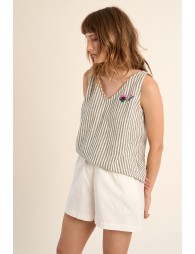 Tank top with wide straps, striped
