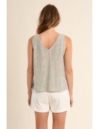 Tank top with wide straps, striped