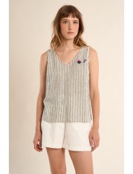 Tank top with wide straps, striped