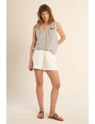 Tank top with wide straps, striped