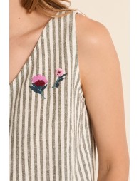 Tank top with wide straps, striped