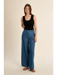 Pantalon en lyocell, coupe large