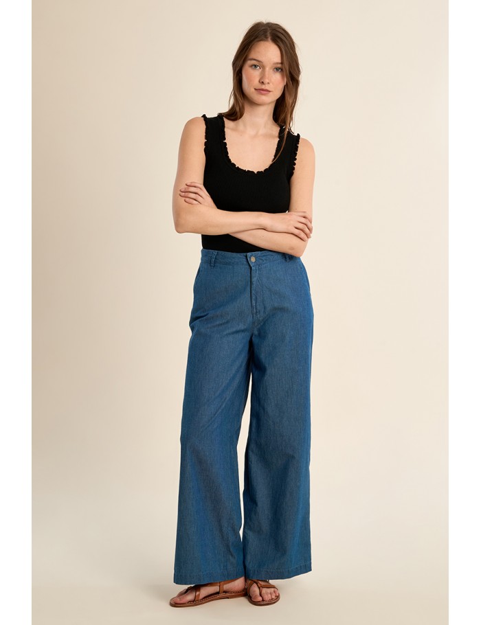 Pantalon en lyocell, coupe large